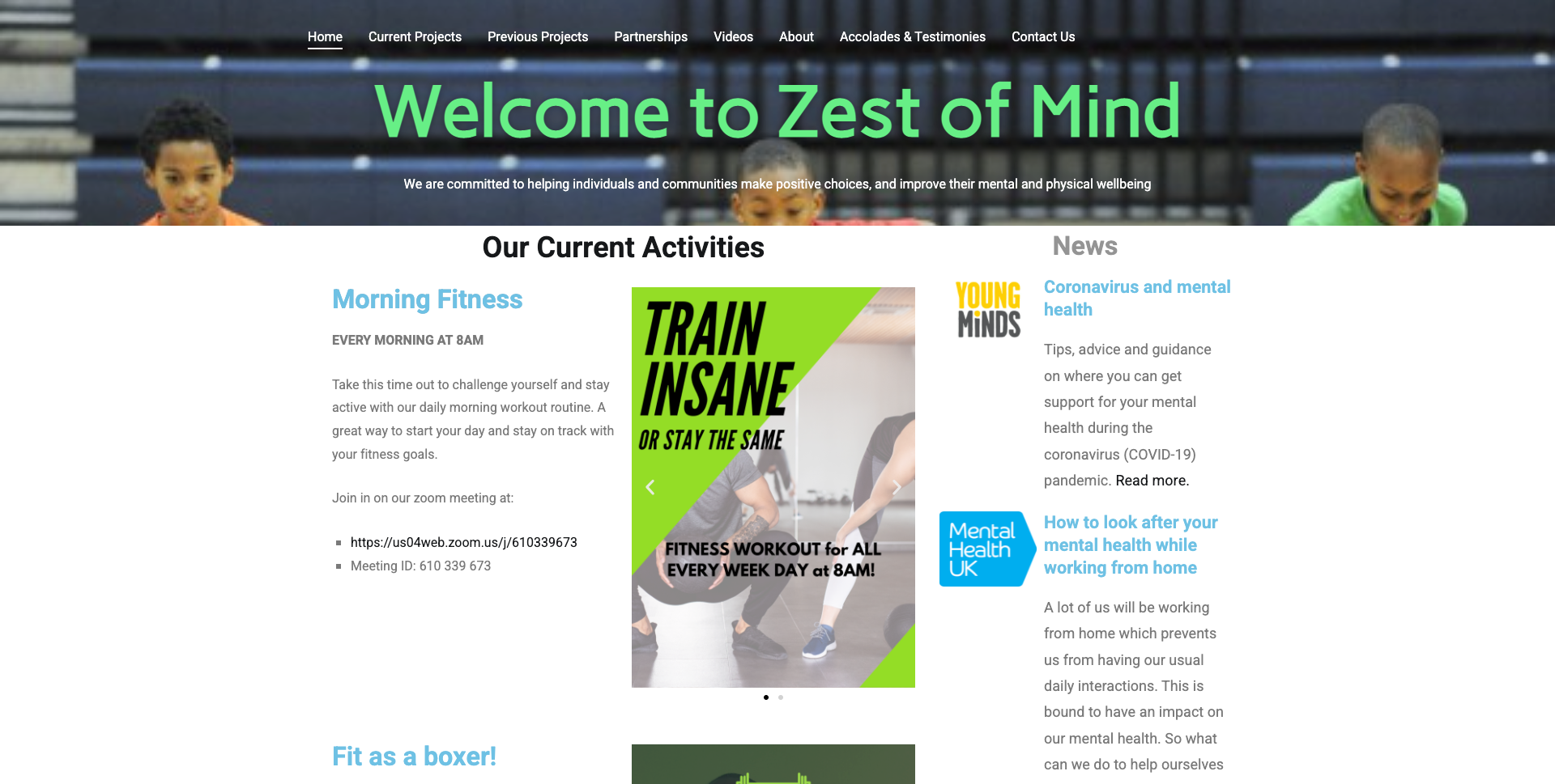 zest of mind homepage